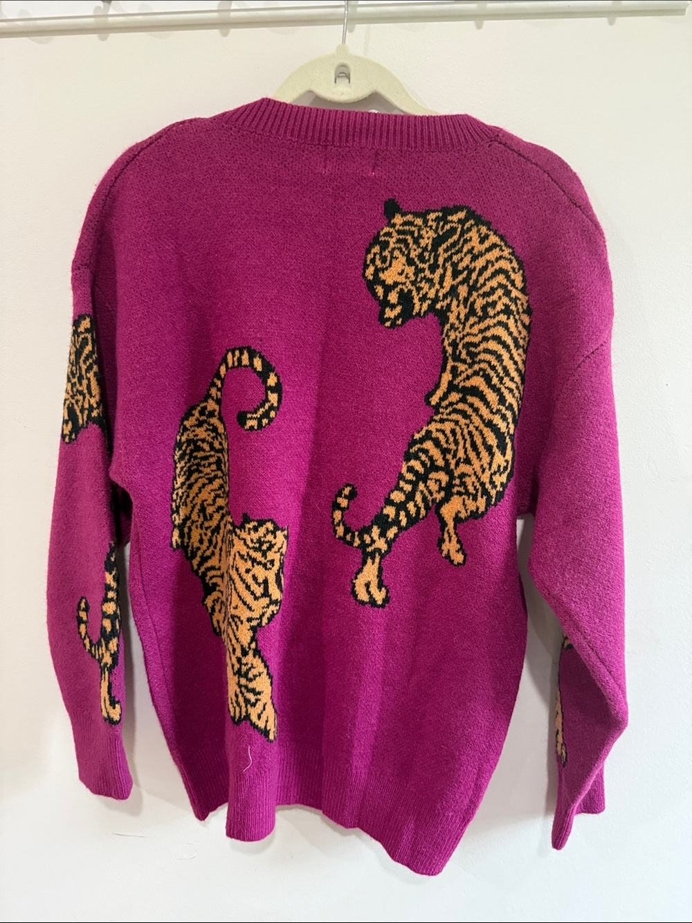 BiBi Fuchsia Crewneck Sweater with Tiger Motif - Picture 7 of 7